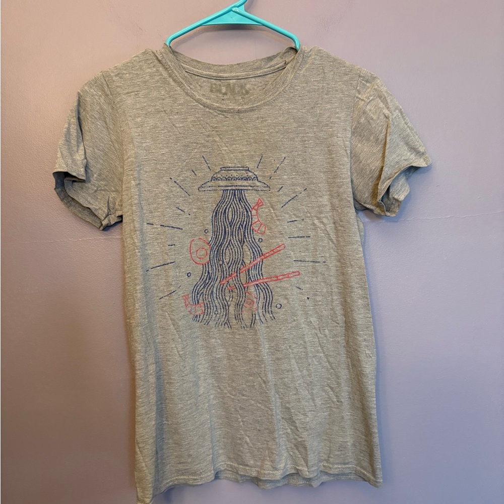Gray Graphic T-Shirt with Ramen UFO by Black‎ Matter small